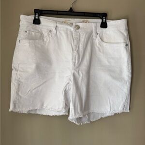 Seven7 White Jean Shorts with Frayed Hem